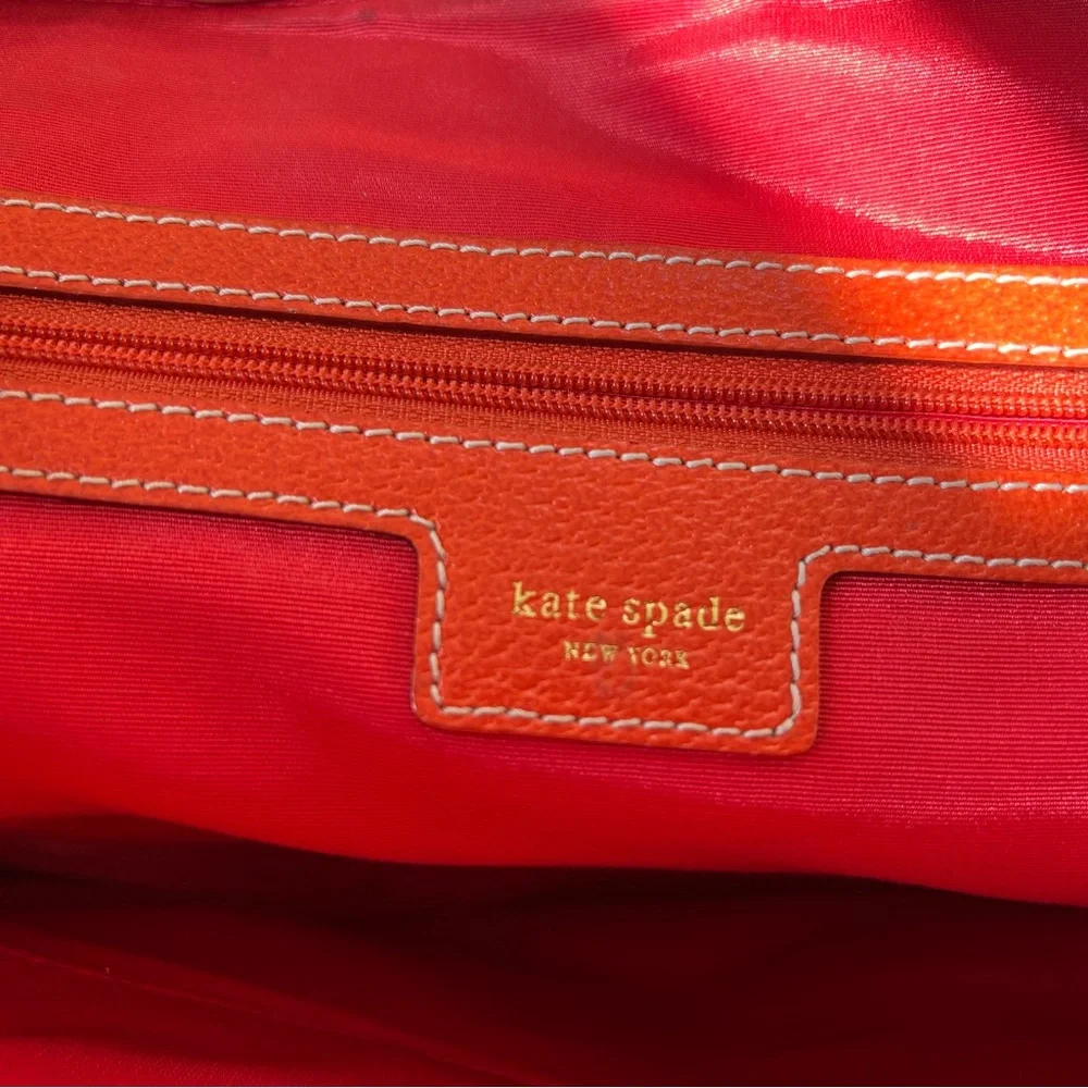 Authentic Kate Spade Pebbled Leather Bag – Poppy / Bright Orange-Red - Picture 6 of 8